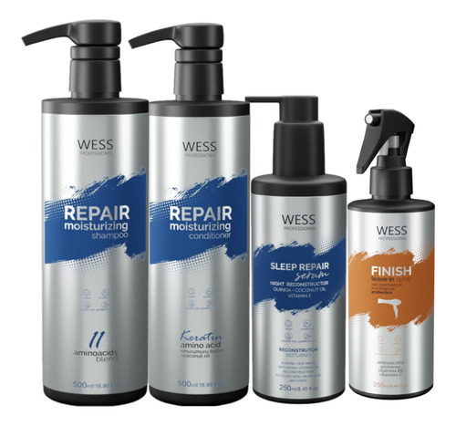 Kit Wess Repair Sh 500ml+cond 500ml+sleep 250ml+finish 250ml