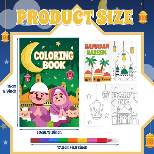 Set De Libros Para Colorear Cinrobiye Ramadan Con 24 Crayone