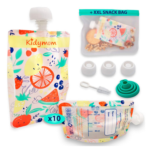 Paquete De 10 Bolsas Reutilizables De Comida Para Bebés Para