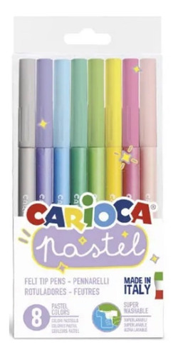 Marcadores Carioca Pastel X 8 Colores Made In Italy
