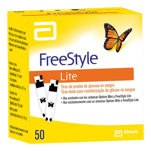 Tiras Reactivas De Glucosa En Sangre Freestyle Lite 50 Pzas