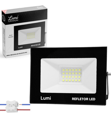 Kit 3 Refletor Holofote Lumi Led Slim 50w Prova D'agua 6500k Ip67 Bivolt 