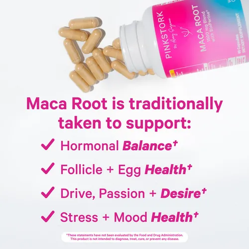 Suplementos De Fertilidad Pink Stork Maca Raíz De 1500 Mg, 6