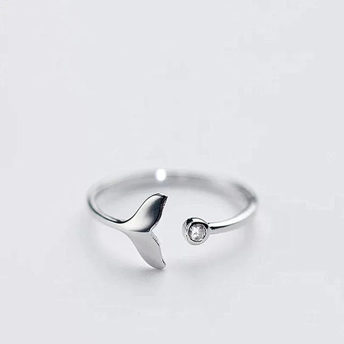 Anillo Ajustable Cola De Sirena Enchapado Plata 925