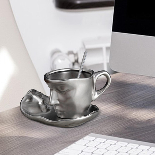 Elegante Juego De Tazas De Café De Cerámica Con Platillo Y