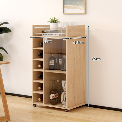 Mueble Bar Con Rueda Multifuncional 55x42x89cm