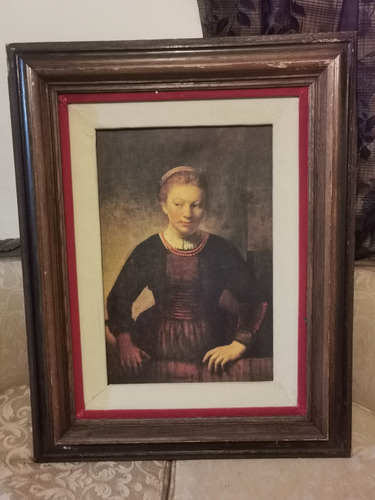 Cuadro Antiguo Rembrandt Mujer Joven En Una Media Puerta (Usado)