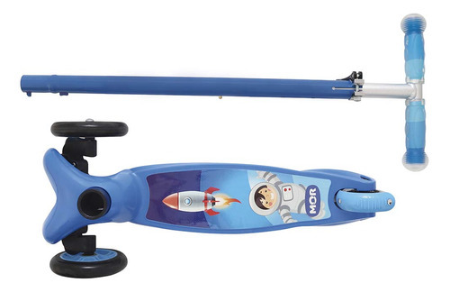 Patinete Juvenil 3 Rodas Azul Guidão Com 4 Níveis De Ajuste