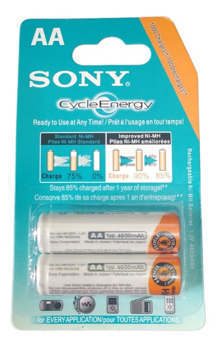 Pila Aa Sony Recargable X2 Unidades (2661)