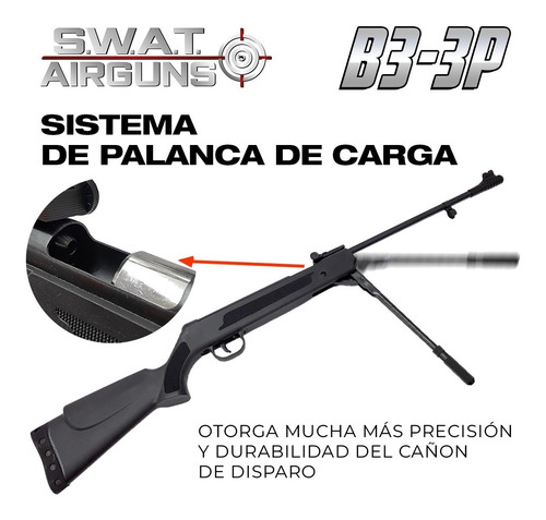 Imagen 2 de 10 de Rifle Aire Comprimido 5,5 Mm B3-3 Funda Balines Blancos