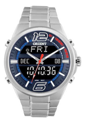 Relógio Orient Masculino Anadigi Mbssa047 Dvsx Negativo Azul