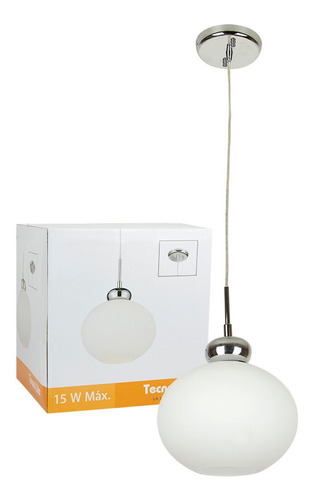 Luminaria Suspendida Acero Cristal Opal 15w Luxor Tecnolite