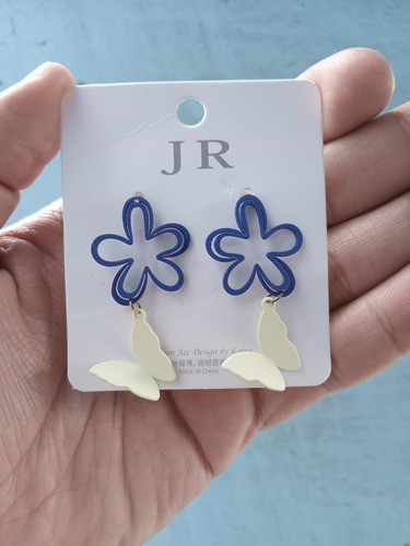 Aretes De Mariposa Con Flores Largos Colgantes Mujer Dama