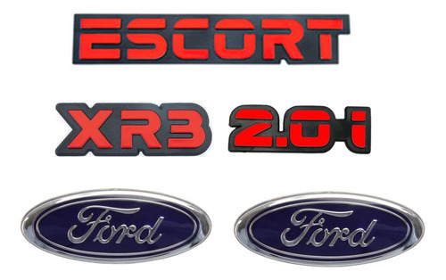 Kit Emb Escort + Xr3 + 2.0i Vermelho + Ford Oval Grade Mala