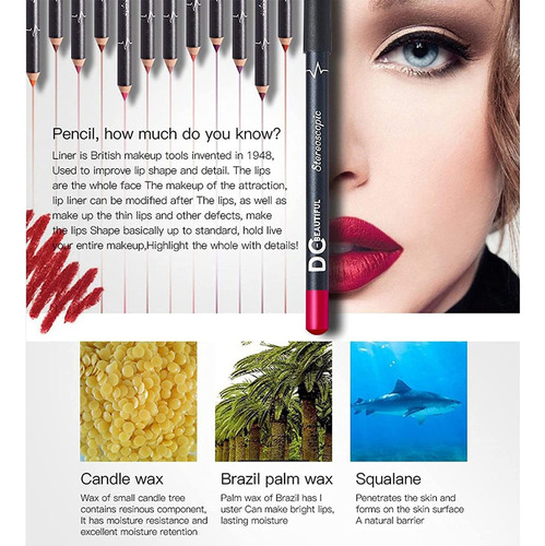 Dc-beautiful Juego De 12 Lápices De Labios De 12 Colores, Im