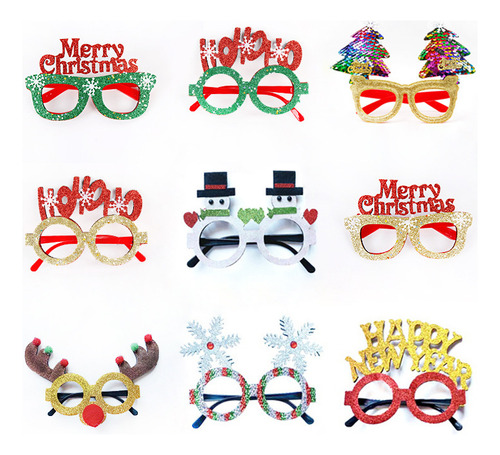 9pcs Gafas Decorativas Navideñas Venta Al Por Mayor [u]