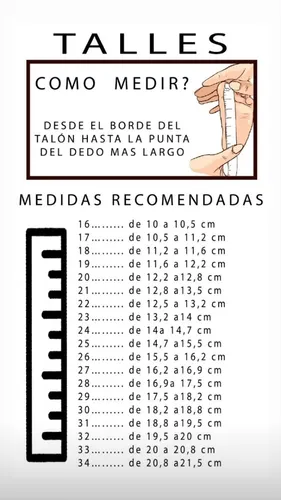 Tabla de talles calzado niños new arrivals