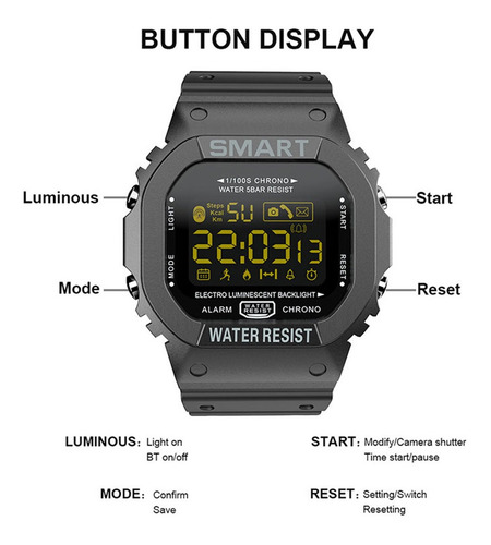 Imagen 2 de 6 de Lokmat Mk22 Bt Smart Pulsera Reloj Deportivo