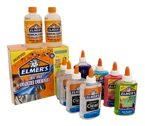 Kit De Slime Elmers Fiesta - Lavable / Seguro - 10 Piezas