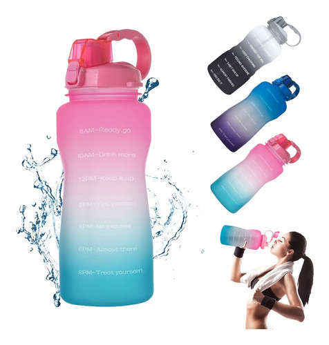 Botella Motivacional Deportiva De Agua 2 Litros Color Rosa
