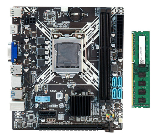 Placa Base B85+ddr3 De 2 Gb De Ram Lga1150 Con Soporte De In