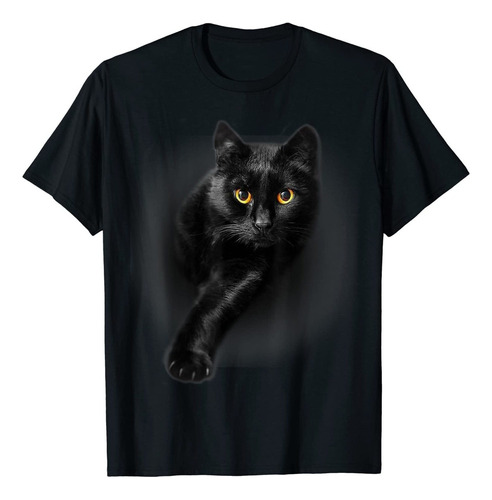 K Negro Ojos Amarillos T-shirt Gatos 3d Manga Corta Playera