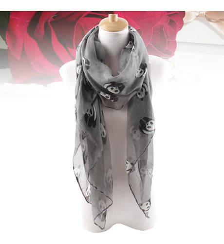 Lj Bufanda Casual De Gasa Con Diseño De Panda, Color Gris,