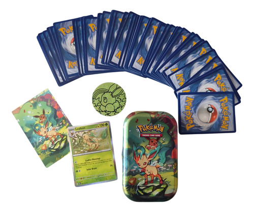 Pokémon: 100 Cartas Con Lata De Prismatic Evolutions Leafeon Inglés