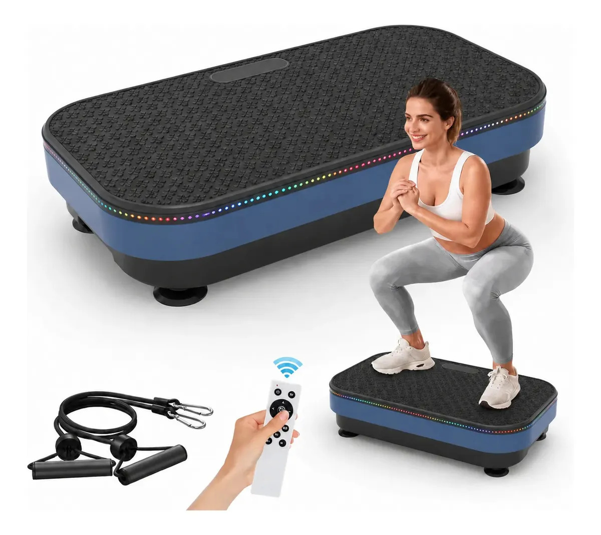 Plataforma Vibratória Controle Remoto 199 Níveis Bluetooth Cor Azul