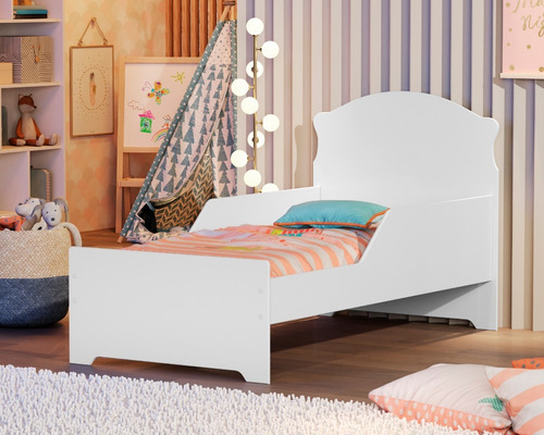 Mini Cama Infantil Criança Juvenil Com Colchão - Branca