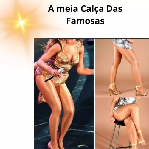 Meia Calça Anticelulite Fio 70d Com Brilho Look Rodeio Luxo Nude Un