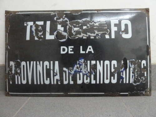 Cartel Enlozado Telegrafo De La Provincia De Buenos Aires  