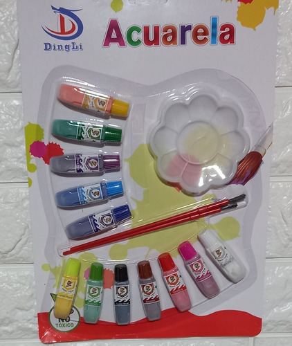 Set 12 Pinturas De Acuarela + Pinceles+ Mesclador