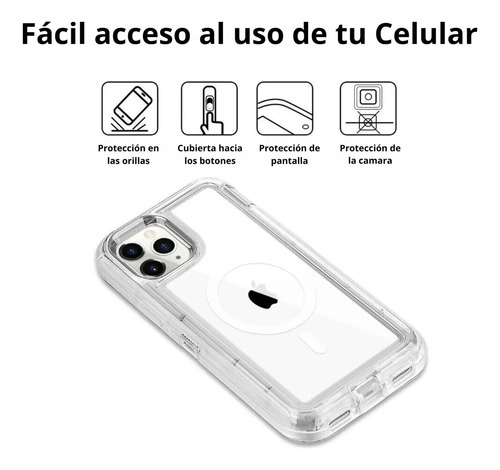 Funda Para Iphone Con Magsafe 360 Uso Rudo 3 En 1 Protector Transparente Iphone 13