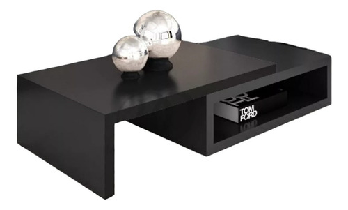 Imagen 1 de 6 de Mesa Ratona Extensible 70cm A 130cm Laqueada Negra Baja