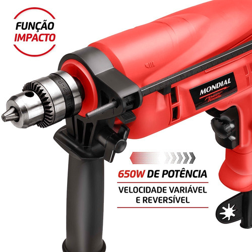 Imagem 4 de 7 de Furadeira De Impacto Mondial Power Tools 650w Nffi-07 Loi