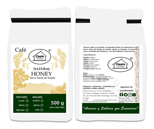 Imagen 2 de 4 de Cafe Casin De Puebla Tipo/rango Natural Tostado Y Molido