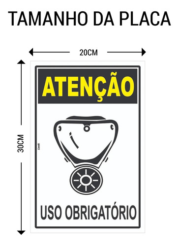 Kit 2 Placas Epi Atenção Uso Obrigatório Máscara Gás Toxico