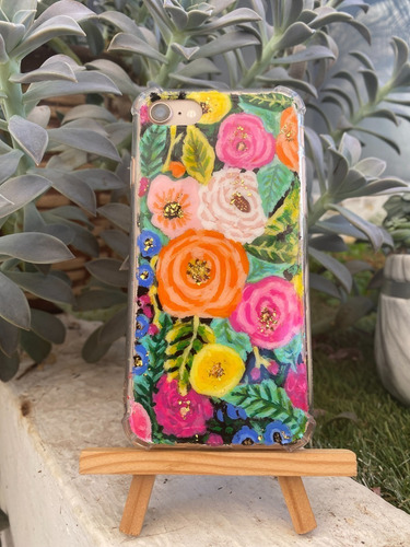 Funda Pintada En Acrilico De Flores Modelos iPhone (Reacondicionado)