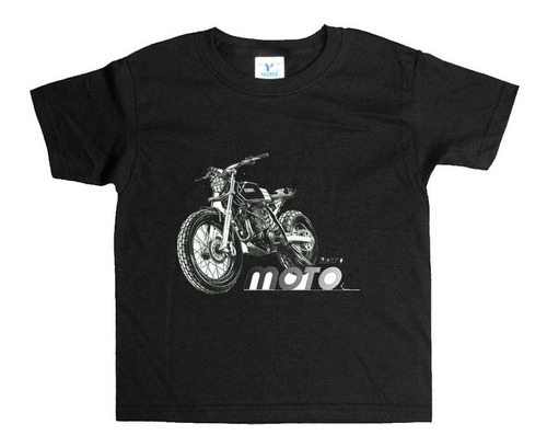 Remera Negra Niños Motos R138