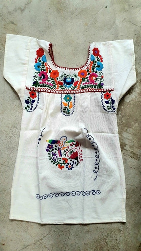 Vestido Mexicano Infantil Bebê T0 Bordado A Mão Original