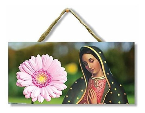 Figura Decorativa Cartel De Madera Virgen De Guadalupe Reina