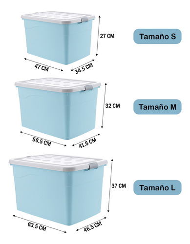 Caja Organizadora Plástica Con Ruedas 45 Lts Multiuso