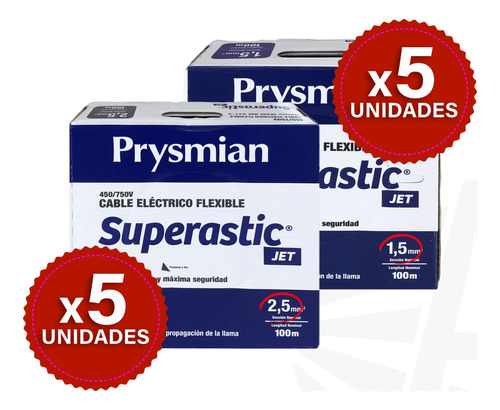 Cable Unipolar Superastic Prysmian 2.5 X500mts Y 1.5 X500mts