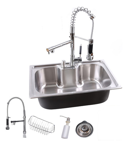 Stillus Home cuba inox gourmet cozinha aço inox 304 e torneira gourmet escovada cor prateado