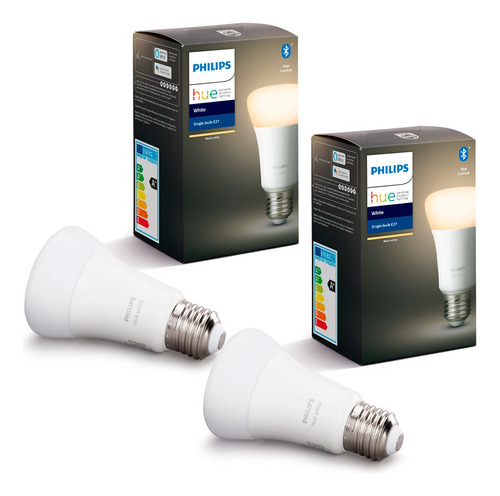 Pack Philips Hue 2 Ampolletas Hue Blanco Calido 9 Watts