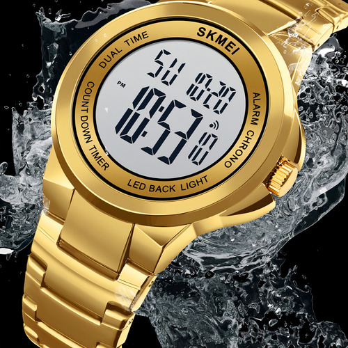 Relojes Digitales Impermeables De Acero Inoxidable Para Homb Color Del Fondo Negro/blanco