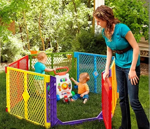 Corral De Bebé Y Niños - Con Puerta Multicolor Versatilidad En Formato De Armado (Usado)