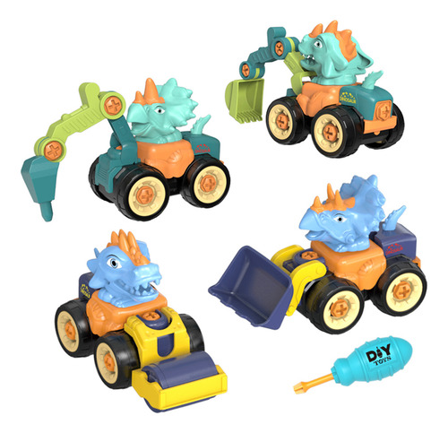 Juego De 4 Juguetes Para Camiones De Construcción Con Dinosa