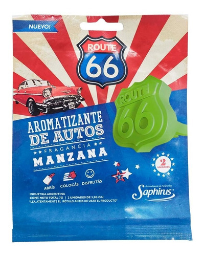 Route 66 Aromatizante Para Auto X12 Unidades 